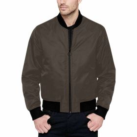 Mens Jacket, Dark Taupe Brown And Black Bomber Jacket