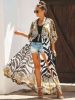 Bikini Cover Up Chiffon Beach Kimono Women Leopard Printed Long Swimsuit Tunic Summer Beach Wear