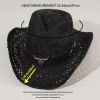 Men's And Women's Cowboy Hat British Retro New Summer Hollow Cow Head Belt Hat Sunscreen Sunscreen Woven Straw Hat