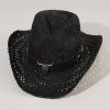 Men's And Women's Cowboy Hat British Retro New Summer Hollow Cow Head Belt Hat Sunscreen Sunscreen Woven Straw Hat