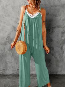 Summer Pocket Cami Jumpsuit; Casual Backless Sleeveless Loose Jumpsuit (Color: Army Green, size: XL)