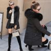 New Cotton Coat Women's Long Section Slim Thin Large Fur Collar Down Cotton Pad Large Size Women's Cotton Jacket