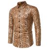 Men'S Fashion Leopard Print Shirt Slim Camouflage Hot Gold T-Shirt Party Shirt02