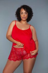 Split Type Set Stylish Elegant Sleepwear (Color: Red, size: XXL)