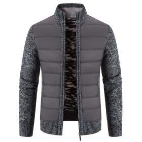 Winter Thick Fleece Cardigan Men Warm Sweater coat Fashion Patchwork Sweater Jackets Casual Knitwear Outerwear Men (Color: Dark Grey, size: XXXL)