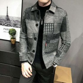 2022 Autumn and Winter Fashion New Men's Casual Lapel Hoodless Jacket (Color: Black, size: XL)
