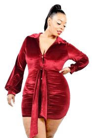 Plus Velvet Bishop Sleeve Mini Dress (Select Size: 2XL)