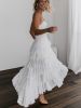 White Long Dress 2 Piece Set Women Sexy Detachable Hem Frenulum Lace Camisole Wrap Chest Irregular Layered Skirt Spring Summer