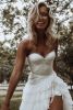White Long Dress 2 Piece Set Women Sexy Detachable Hem Frenulum Lace Camisole Wrap Chest Irregular Layered Skirt Spring Summer