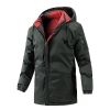 Quilted Jacket Mid-length Men Thick Coat Reversible Clothe Removable Hood Casual Cozy Fashion Trendy Street Spring Autumn Winter