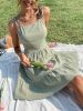 Solid Backless Pleated Cami Dresses; Spaghetti Strap Solid Vacation Dress; Women's Clothing