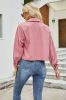 Spring Autumn Corduroy Short Thin Jacket Women Retro Vintage Casual Loose Chest Pockets Long Sleeves Single-breasted Lapel Tops