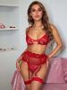 Ladies Red Fashion Valentine's Day Suit Three Piece Lingerie