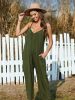 Summer Pocket Cami Jumpsuit; Casual Backless Sleeveless Loose Jumpsuit