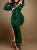 Plus Size Striped Print Jacket & Pants Set; Women's Plus Slight Stretch 2pcs Casual Set Outfits