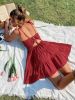 Solid Backless Pleated Cami Dresses; Spaghetti Strap Solid Vacation Dress; Women's Clothing