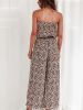 Boho Wide Leg Tube Jumpsuit; Casual Holiday Backless Tie Front Jumpsuit For Spring & Summer