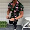 Men's Shirt 3D Digital Printing European Size Men's Crane Animal Style Shirt