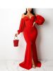 Women's Dresses Women's Sexy Off Shoulder Maxi Dress V Neck Lantern Long Sleeve Split Gown Cocktail Mermaid Formal Dresses