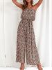 Boho Wide Leg Tube Jumpsuit; Casual Holiday Backless Tie Front Jumpsuit For Spring & Summer