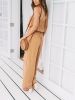 Boho Wide Leg Tube Jumpsuit; Casual Holiday Backless Tie Front Jumpsuit For Spring & Summer