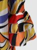 Plus Size Off Shoulder Ruffle Sleeve Geometric Print Shirred Midi Dress; Women's Plus Casual Shirred Midi Dress