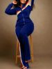Plus Size Striped Print Jacket & Pants Set; Women's Plus Slight Stretch 2pcs Casual Set Outfits