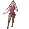 L285238-3 New Arrivals Summer Tie Dye Women Mesh See Through Sexy Skirt Set