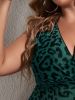 3pcs Plus Size Halter Neck Bikini Set With Leopard Print Cover Ups; Women's Plus 3pcs Sexy Swimsuit Set Beachwear
