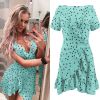 Summer Irregular Ruffled Women's Wave Point V-neck Dress