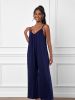 Summer Pocket Cami Jumpsuit; Casual Backless Sleeveless Loose Jumpsuit